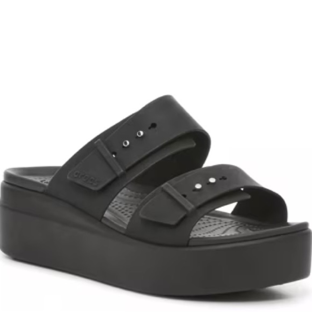 CROCS Black Platform Sandals Size 8